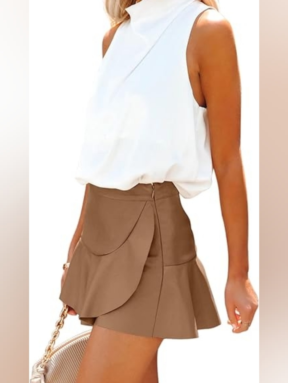 Do + BE Chocolate Brown Ruffled Hemline Mini Skort NWT